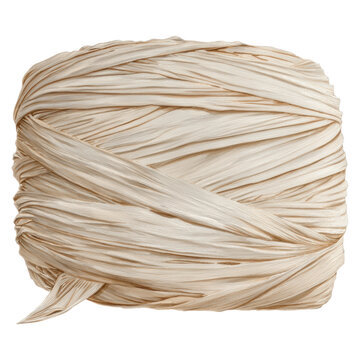 A tightly wrapped bundle of fabric, displaying a smooth texture and a beige color.