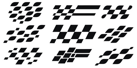Black and white checkered seamless pattern. chequered, checker, stripes, pattern, line, race, square, black, flag, vector, racing speed lines, car decals, and finish flag icons for motorsport.