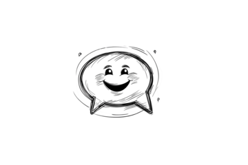 a speech bubble with a smiling face, creating a design of communication, also showing a modern and elegant artistic style.