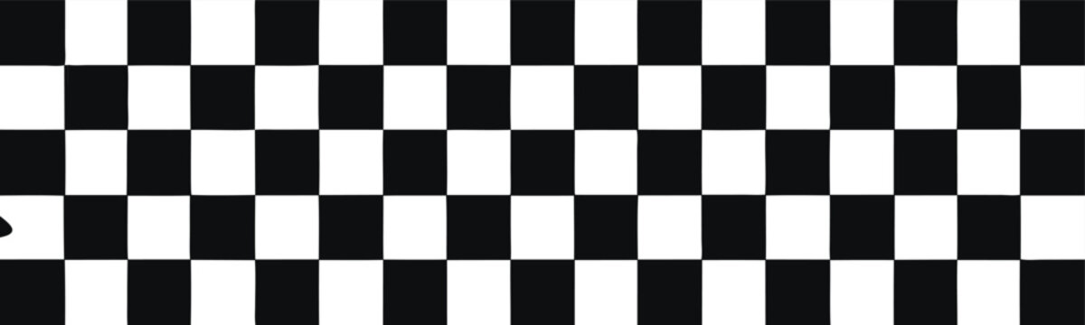 Black and white checkered line seamless pattern repeating banners of racing flag stripe speed texture  
