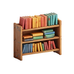 Obraz na płótnie Canvas Wooden Bookshelf with Books, isolated on transparent background