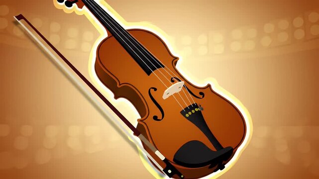 Acoustic Violin Bow String Instrument on Warm Gradient Background Music Scene