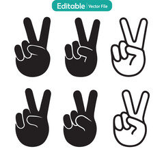 Two Finger Flat Icon Vector, Hand Gesture Symbol, Peace Sign Illustration, Finger Gesture Graphic