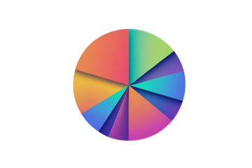 a colorful pie chart illustration, that is showing success and business, in a clean, modern artistic design.