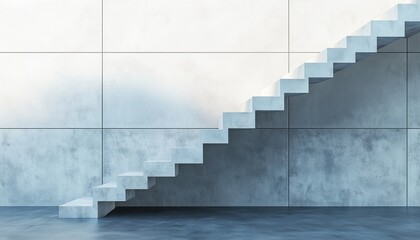 Ascending Staircase: Symbolizing Progress, Success, And Advancement In The Business World. A Professional Rendering Of A Staircase Going Upwards.