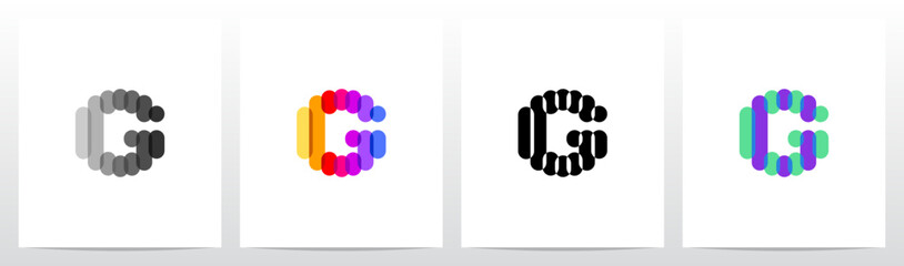 Colorful Transparent Stripes Overlay Lines Letter Initial Logo Design G
