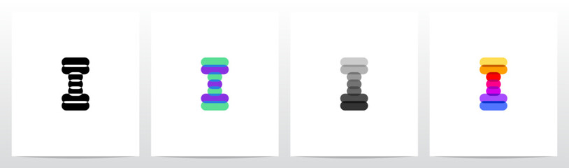 Colorful Transparent Stripes Overlay Lines Letter Initial Logo Design I