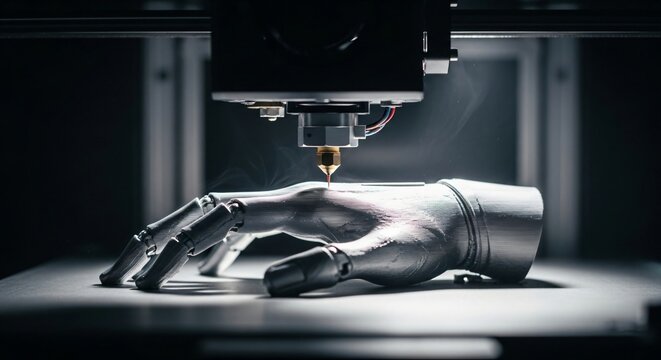 See the future of manufacturing with this innovative 3D printer creating a prosthetic hand with precision engineering and cutting-edge technology