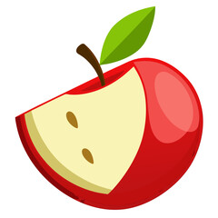 Fresh juicy apple slice, a vibrant and healthy snack, perfect for food blogs, children's books, and marketing campaigns, conveying freshness and natural goodness