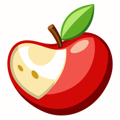A vibrant, juicy red apple with a bite taken out, symbolizing health, nutrition, and fresh food, perfect for educational materials, healthy eating campaigns, and food-related branding