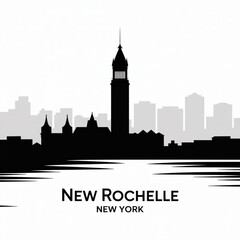 Obraz premium New Rochelle New York Skyline Silhouette — A Historic Westchester County City Vector Illustration