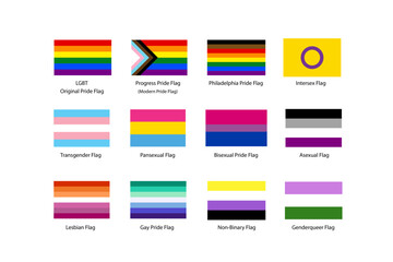 pride flags set vector illustration- LGBT pride flags