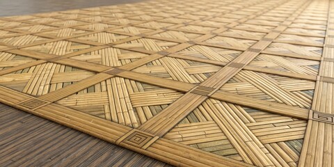 Woven Bamboo Mat Geometric Pattern