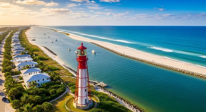 Jupiter Inlet Lighthouse - A Coastal Beacon in Florida.