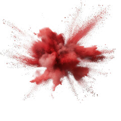 Explosive red powder burst isolated dynamic motion captured in vivid detail against a contrasting backdrop transparent background
