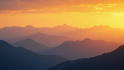 Obraz premium Golden Hour Mountain Silhouette Landscape Photography HD Wide Screen