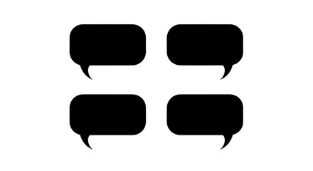 Four speech bubbles arranged in a grid pattern with rounded corners and tail pointing left downward