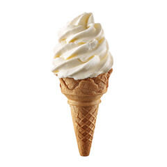 Obraz na płótnie Canvas Vanilla Soft Serve Ice Cream Cone, isolated on transparent background