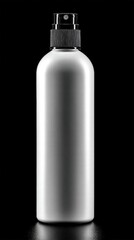 Sleek silver spray bottle on dark background highlighting minimalist design and practical use for various applications
