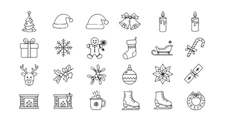 Christmas icon collection illustration