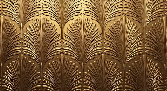 Fototapeta Luxurious golden art deco fan pattern texture background