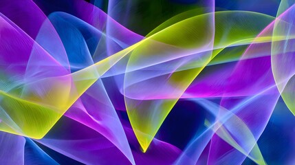 Fototapeta premium Vibrant, flowing lines of neon colors create a dynamic abstract design.