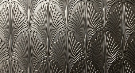 Intricate art deco fan pattern metallic textured background design