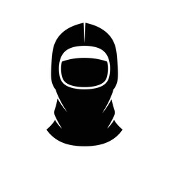Winter clothing icons vector art of black balaclava mask for winter sports and protection vector