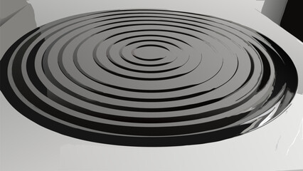Obraz premium A perspective view of concentric gray rings arranged in a circular pattern on a white surface area | editable eps vectors silhouette
