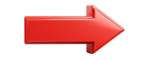 Red arrow pointing right isolated on transparent background for direction concept