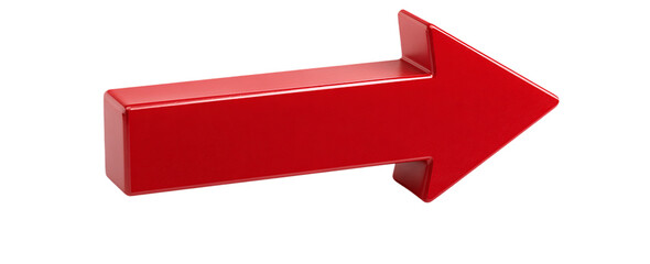 Red arrow pointing right isolated on transparent background for direction concept