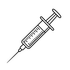 A black and white syringe illustration line art of a coloring page
