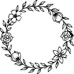 Charming hand drawn floral wreath with subtle pastel grain texture isolated on white background isolated on transparent background