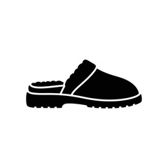 Winter male clothing icons vector art of black slipper shoe, a comfortable and stylish footwear for home vector