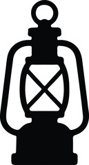 Vector Vintage kerosene lantern silhouette for camping adventure equipment Illustrator