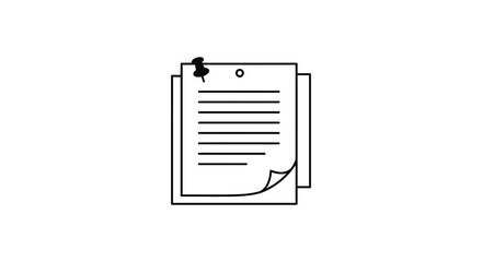 A simple line drawing of a sheet of paper with a pushpin