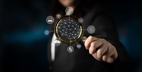 A visual of artificial intelligence network connecting AI, network, and system across a structured digital platform for seamless AI communication Latch