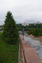  Vitebsk, Belarus, July 19, 2025. Lanterns on the stairs to the river.                              