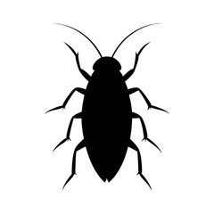 Cockroach Black Silhouette On White Background