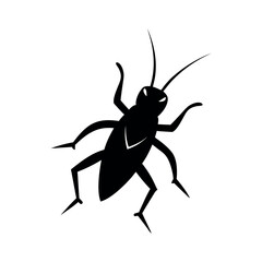 Cricket Black Silhouette On White Background