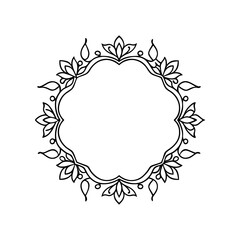 Elegant black and white circular floral border design with intricate detailing isolated on white background isolated on transparent background