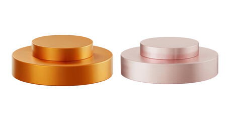 Copper and Rose Gold Two-Tier Podiums on Transparent Background