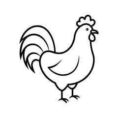 Rooster Bird Outline On White Background