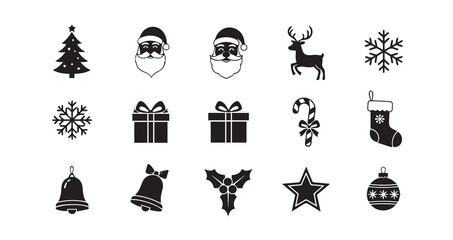 Naklejka premium Christmas icon collection illustration