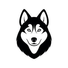 Siberian Husky Head Black Silhouette Vector