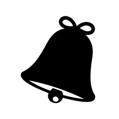Monochrome bell illustration with a decorative bow, symbol of celebration and holiday