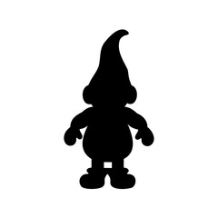 Obraz premium Black Silhouette of a Whimsical Gnome Standing on a White Background