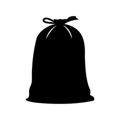 Silhouette of a full trash bag tied at the top on white background © ROKON