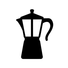 Monochrome illustration of an Italian stovetop coffee maker on a white background