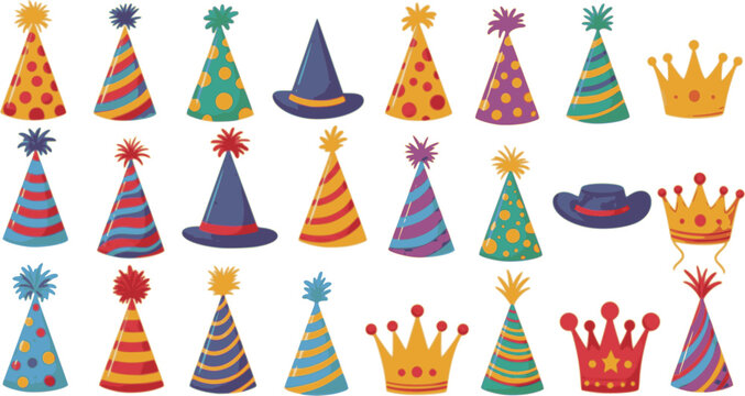 Vector Set of birthday party hat
